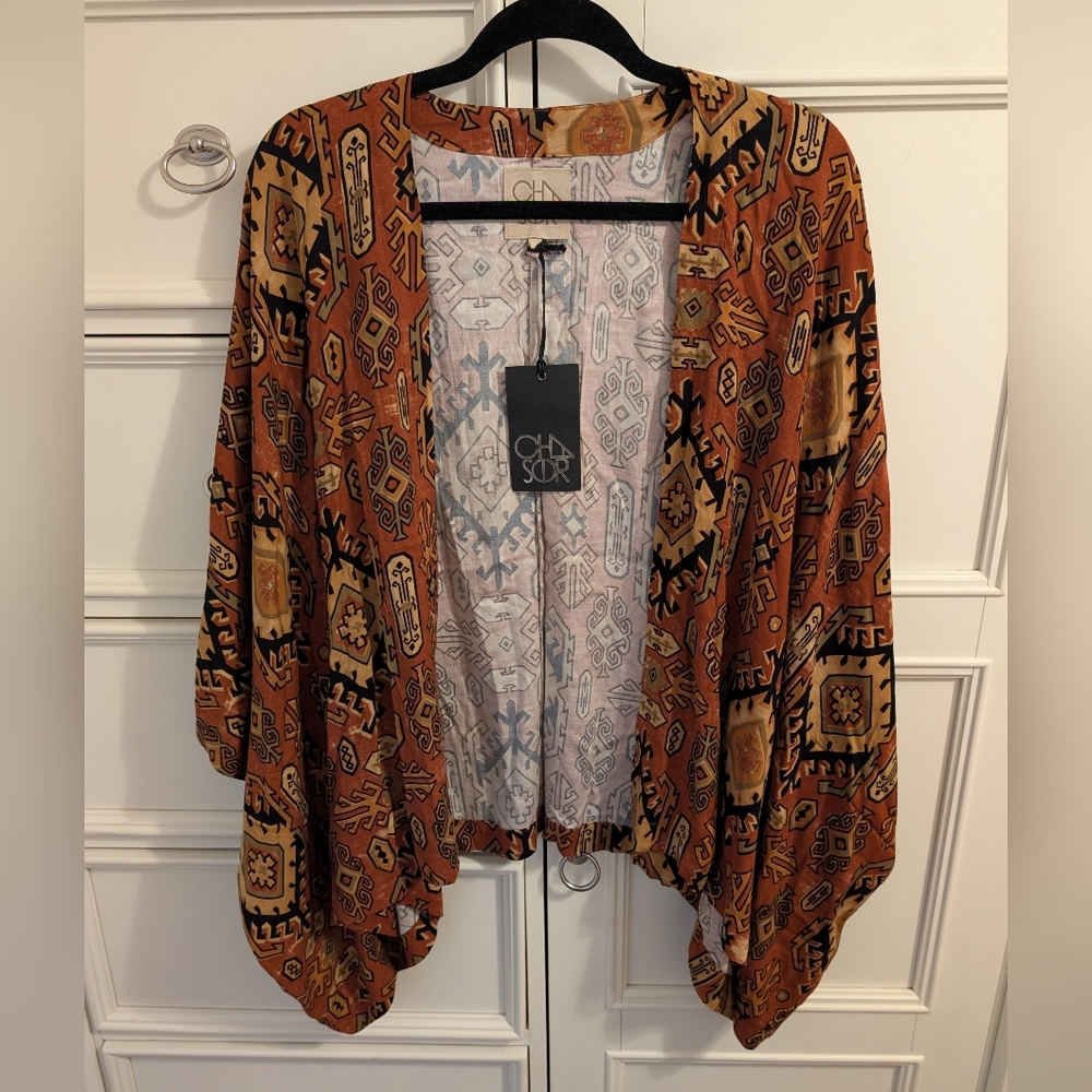 Chaser Aztec Print Kimono Fall Textured